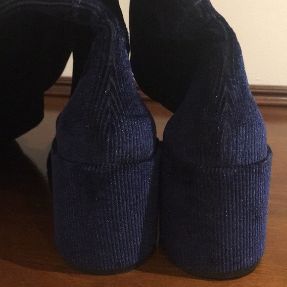 2 /$20 H by Halston NAVY CORD OVER THE KNEE BOOTS - Picture 2 of 7